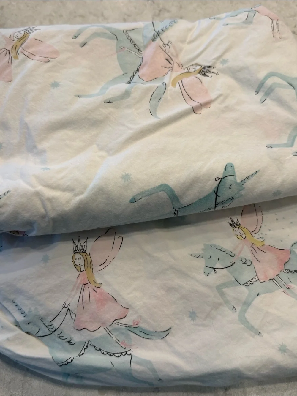 Pottery Barn Kids Pastel Princess Print twin bed sheets